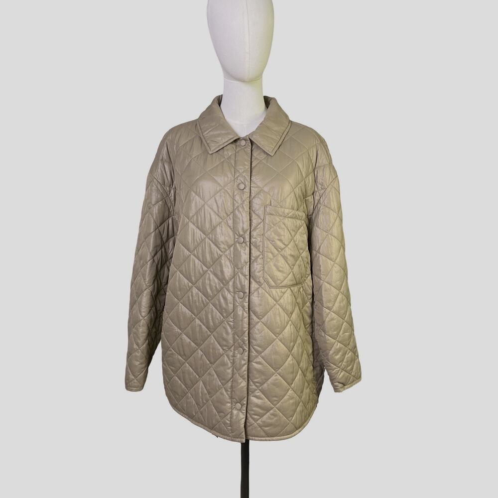 Banana Republic M/L Olive Quilted Oversized Shirt Jacket Shacket